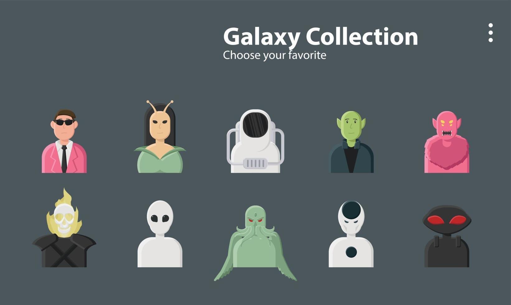 collection de personnages de galaxie vecteur