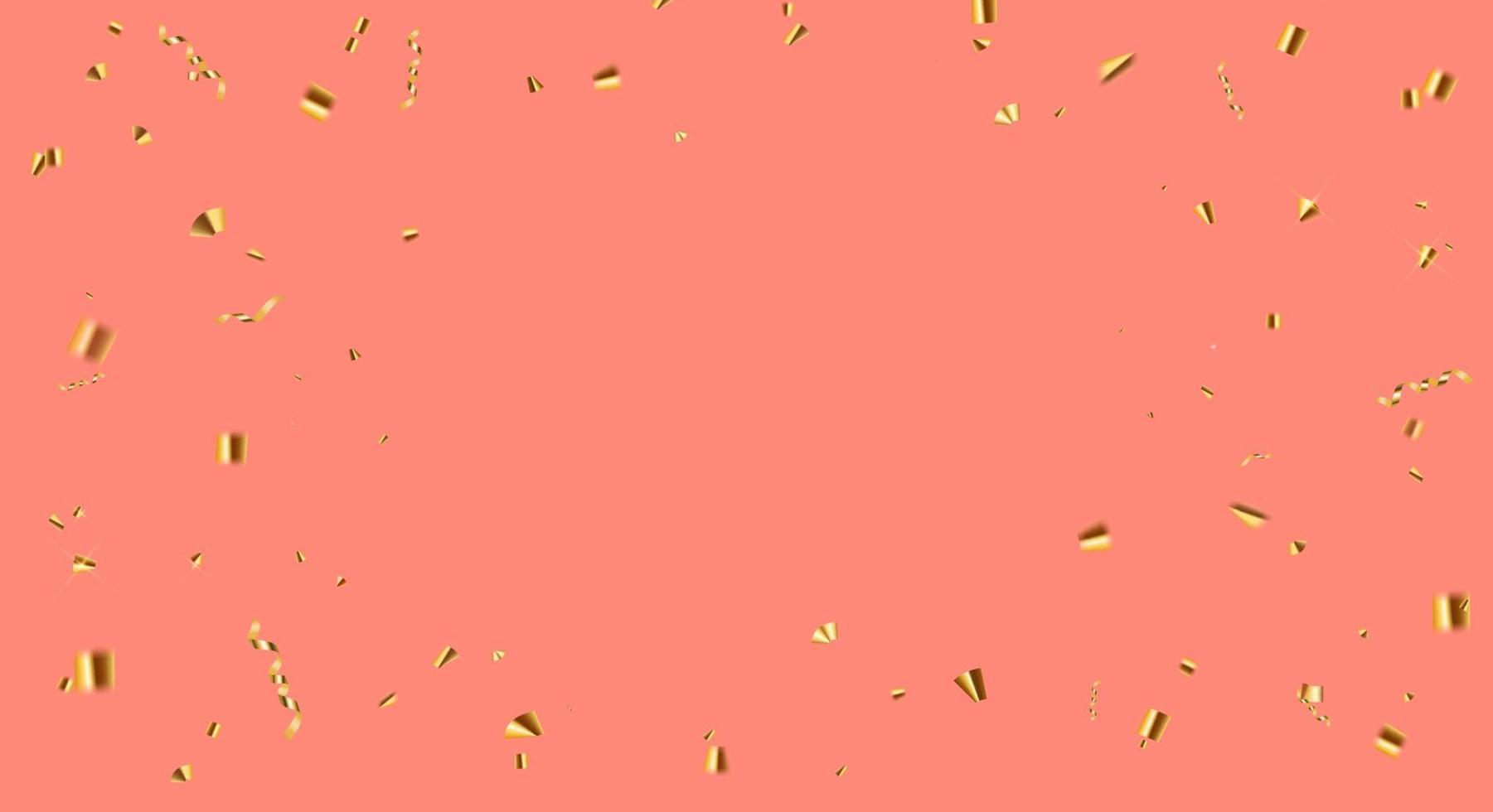 fond de vacances de fête rose avec des confettis dorés. vecteur