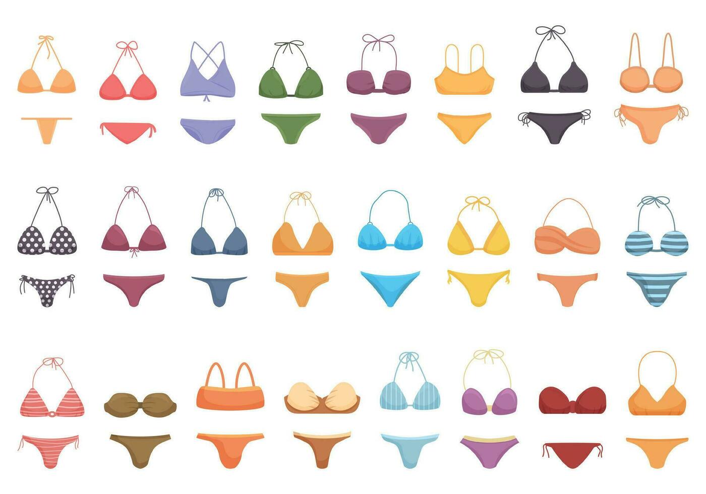 bikini Icônes ensemble dessin animé vecteur. femme plage vecteur