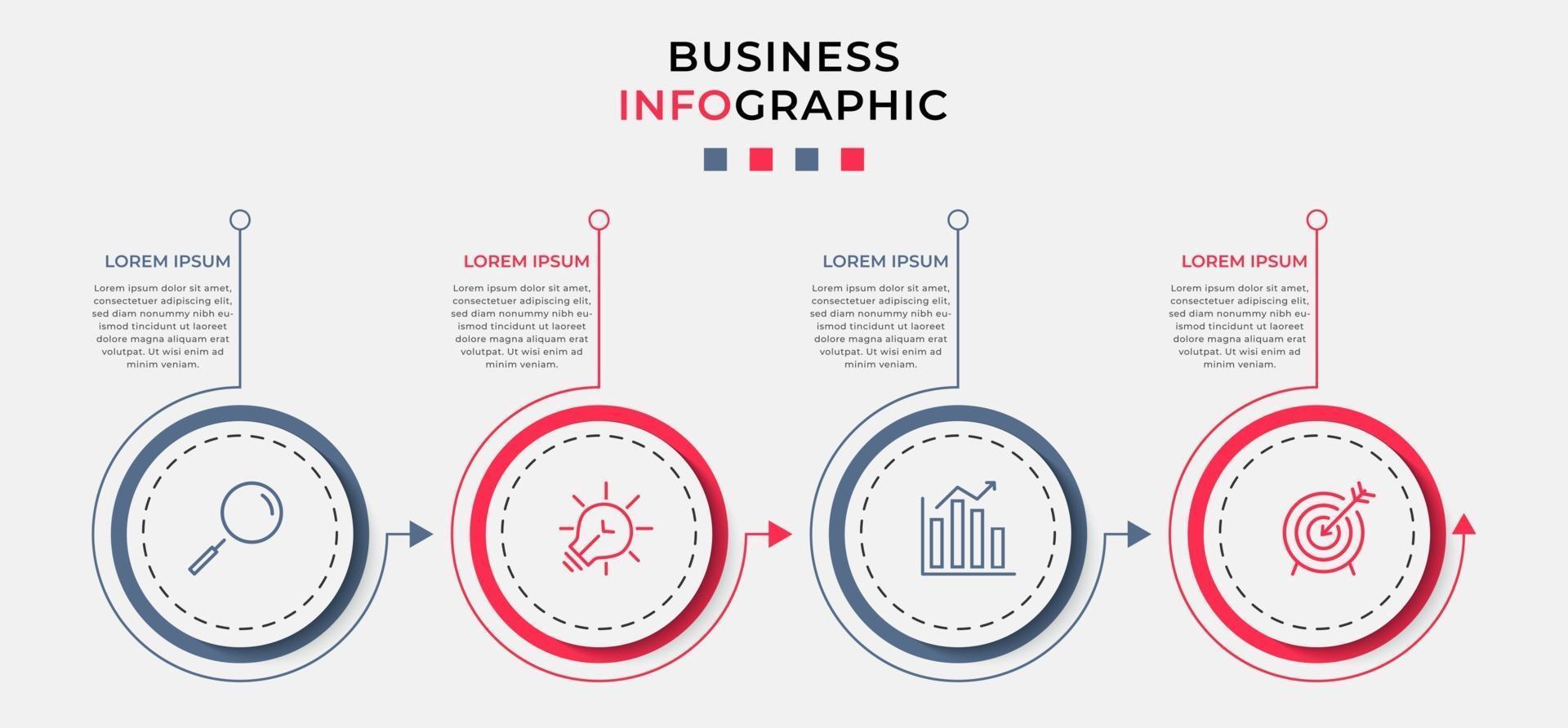 modèle de conception infographique avec icônes et 4 options ou étapes vecteur