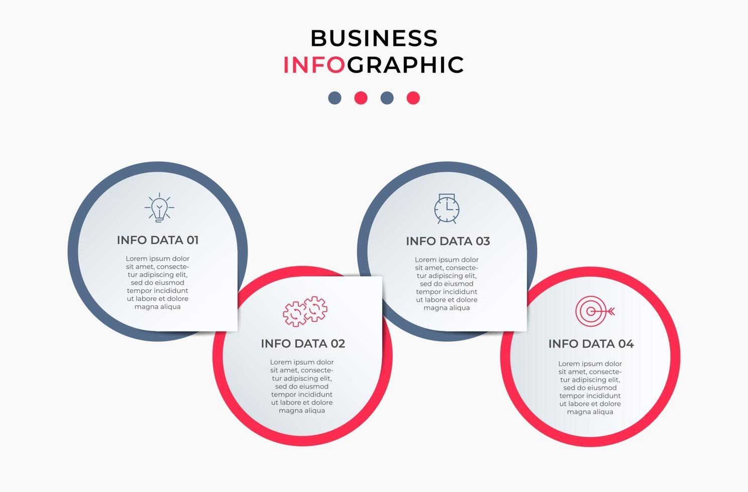 modèle de conception infographique avec icônes et 4 options ou étapes vecteur