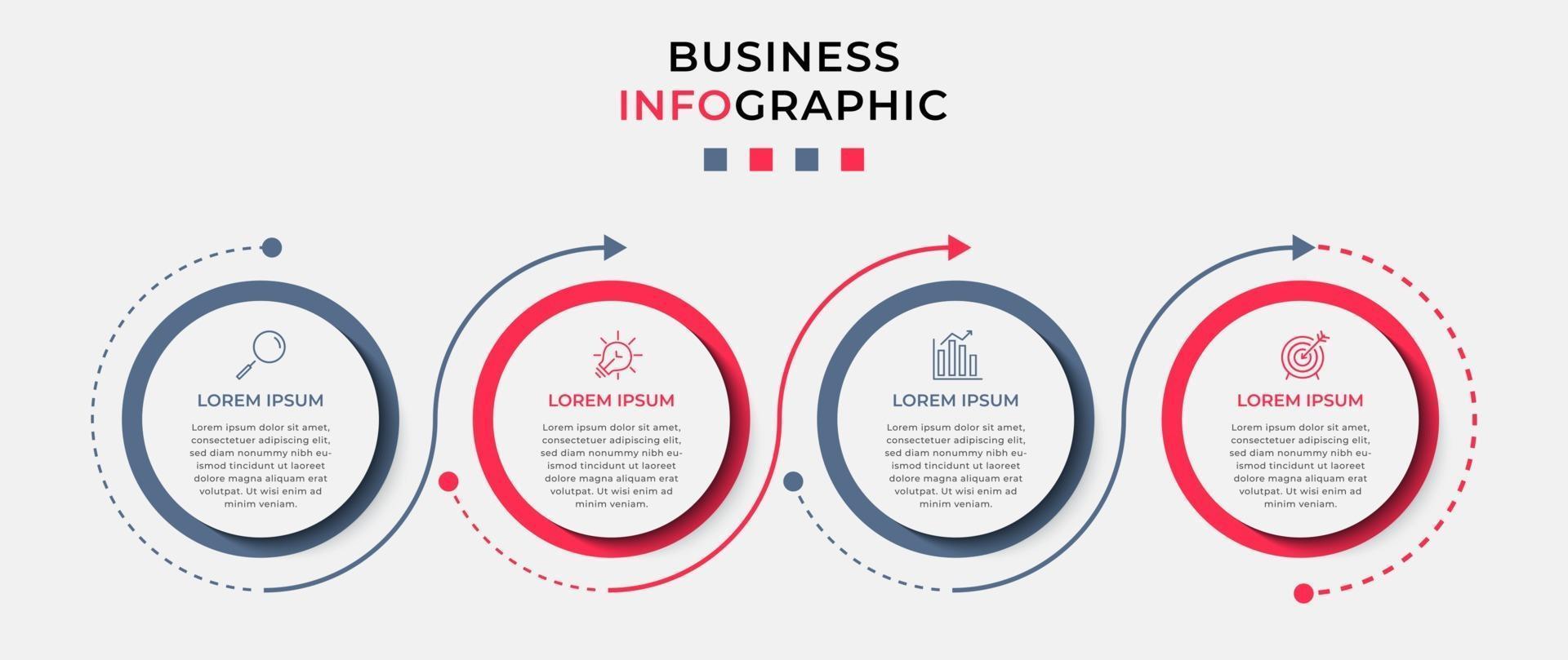 modèle de conception infographique avec icônes et 4 options ou étapes vecteur