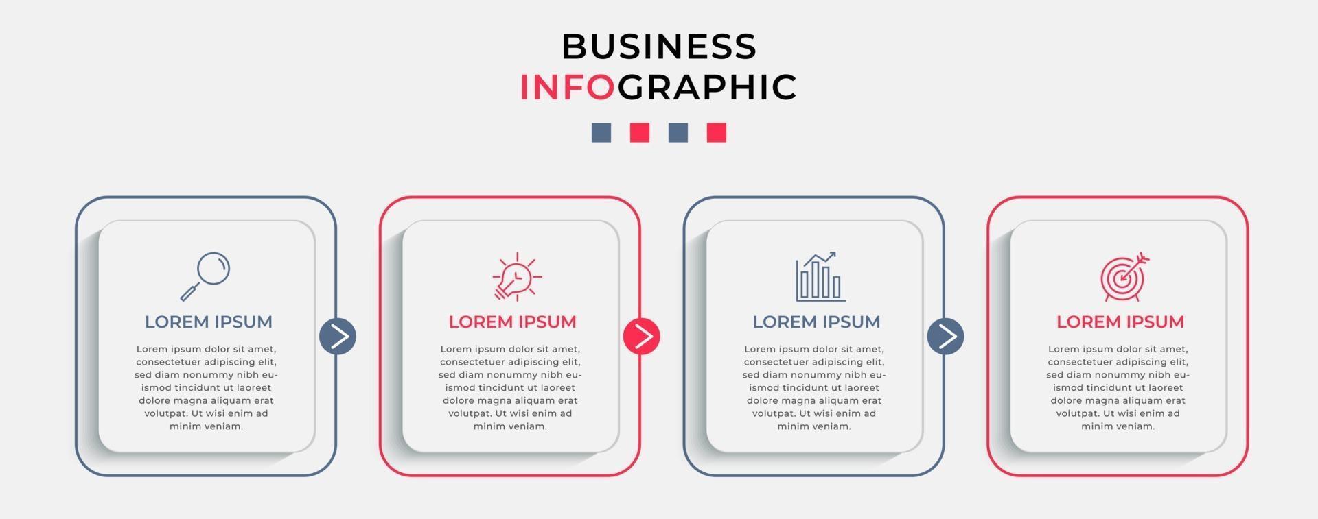 modèle de conception infographique avec icônes et 4 options ou étapes vecteur