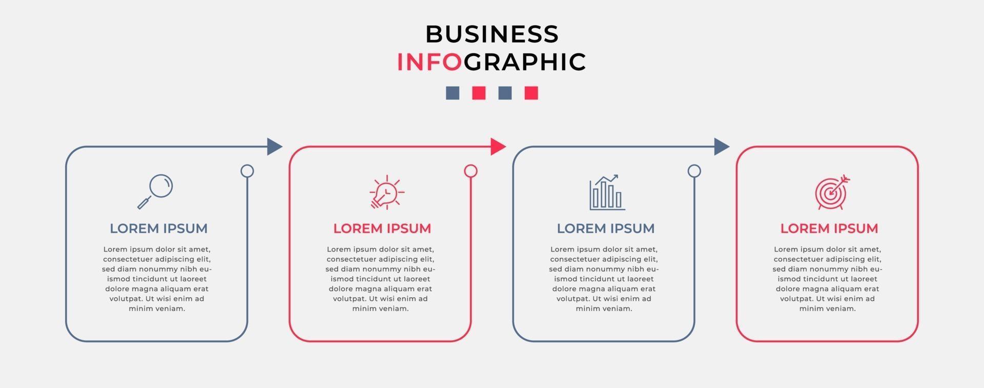 modèle de conception infographique avec icônes et 4 options ou étapes vecteur