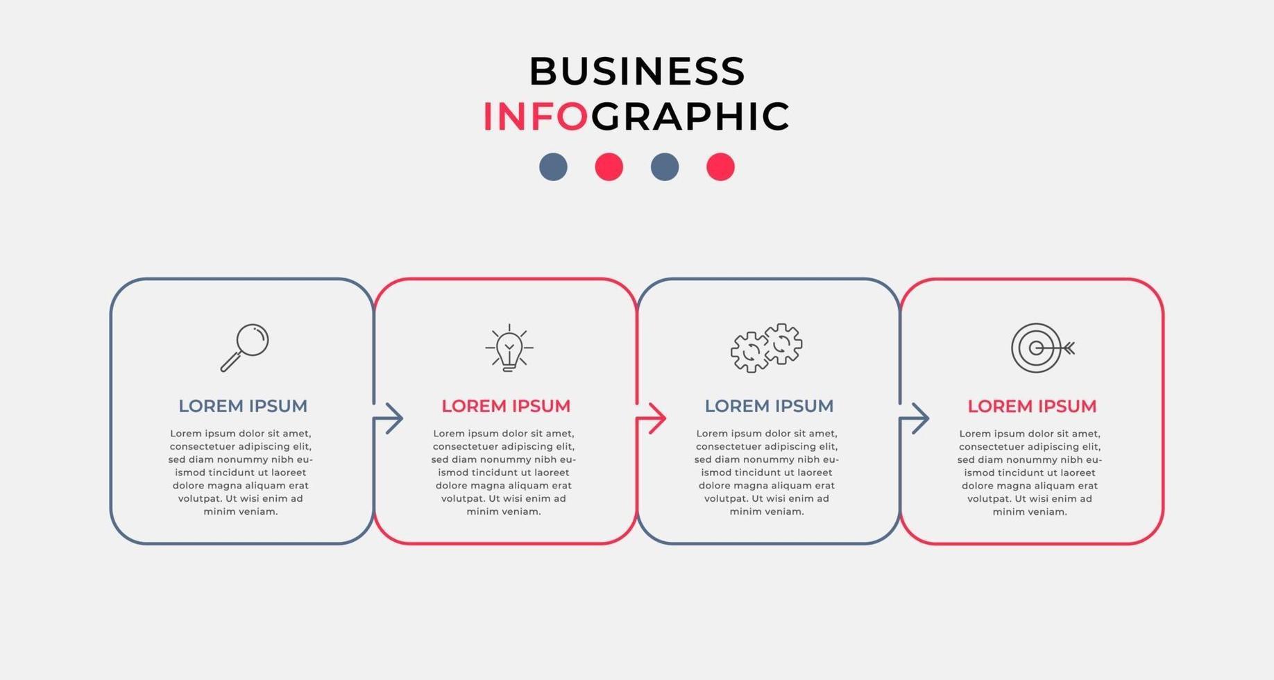 modèle de conception infographique avec icônes et 4 options ou étapes vecteur