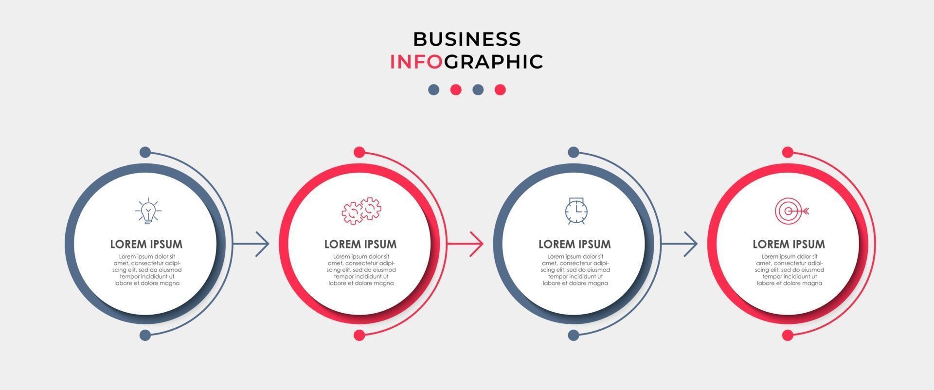 modèle de conception infographique avec icônes et 4 options ou étapes vecteur