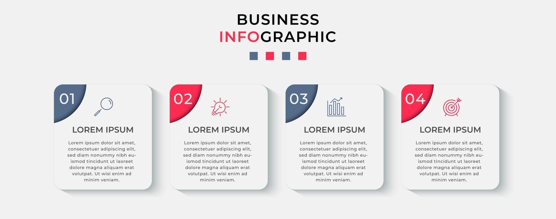 modèle de conception infographique avec icônes et 4 options ou étapes vecteur