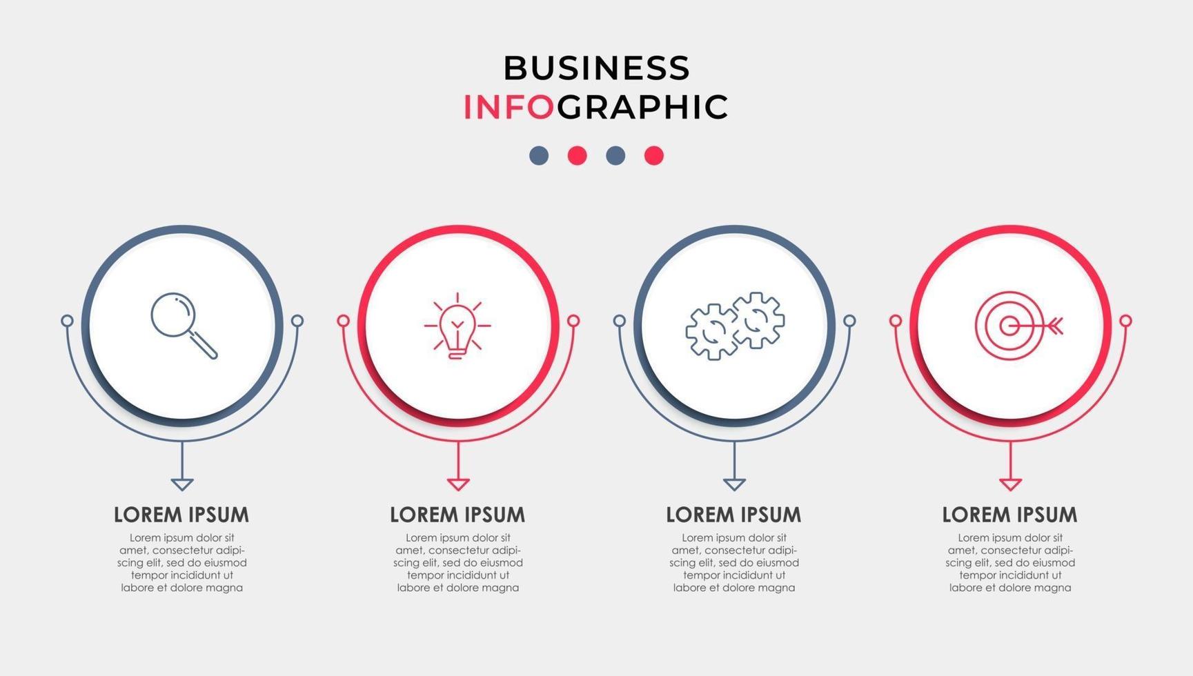 modèle de conception infographique avec icônes et 4 options ou étapes vecteur