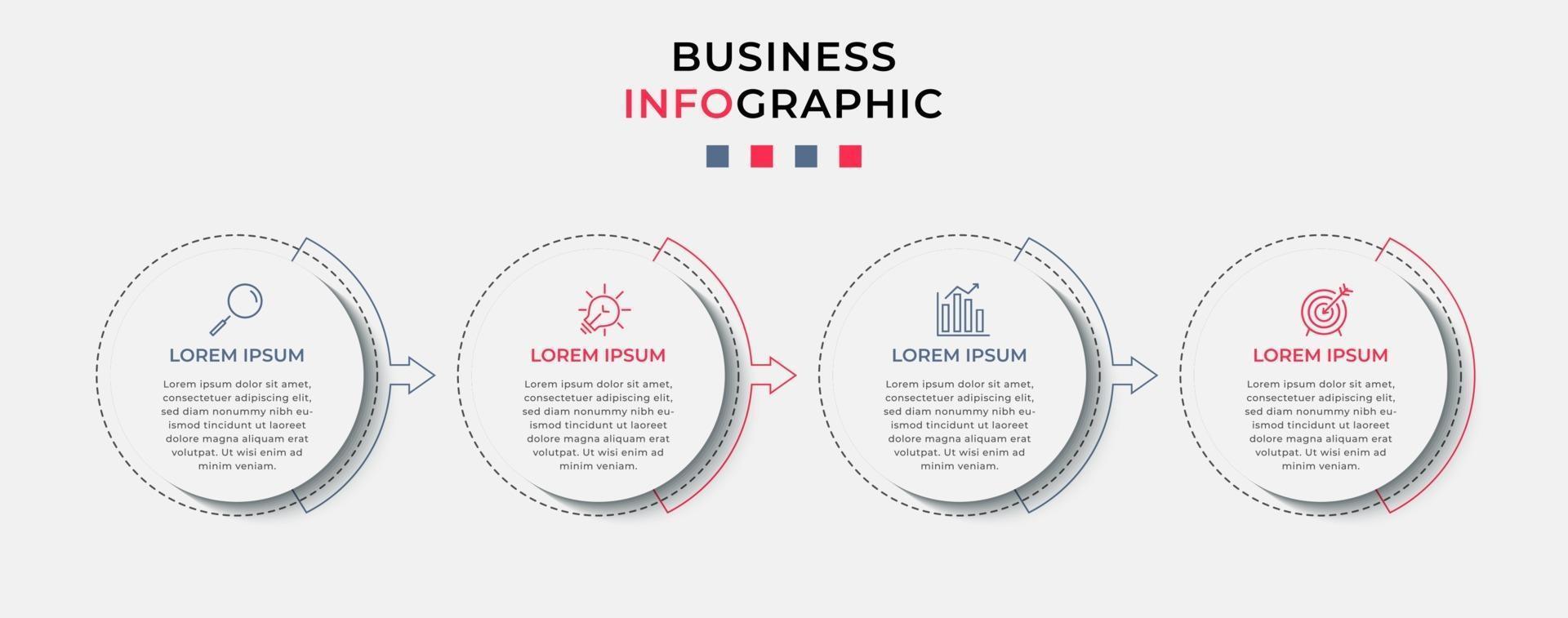 modèle de conception infographique avec icônes et 4 options ou étapes vecteur