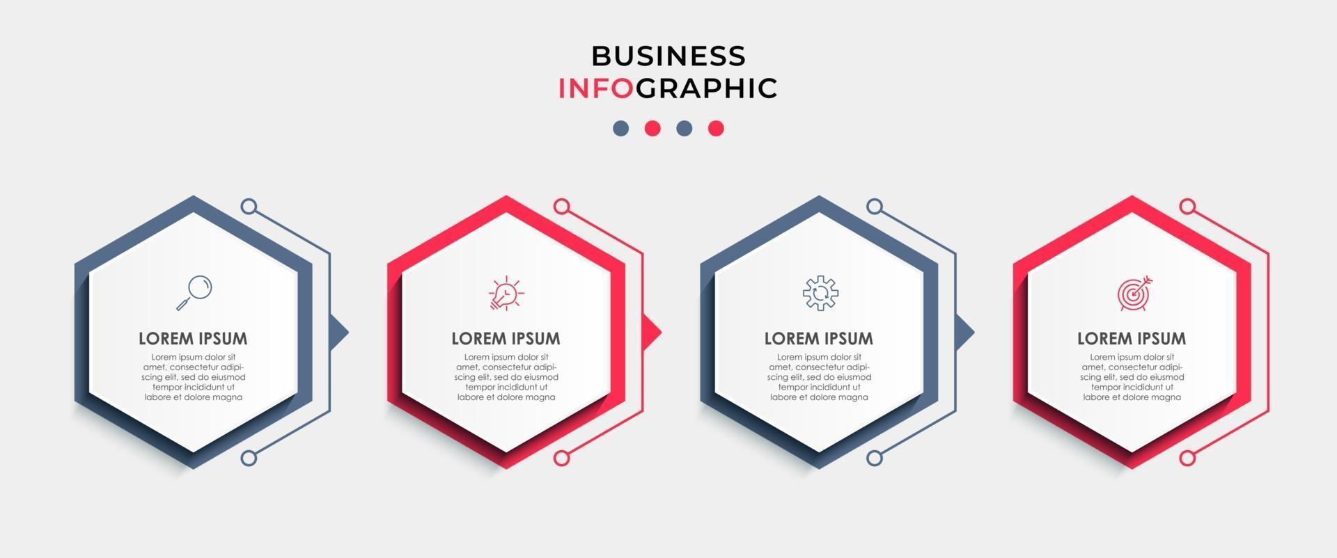 modèle de conception infographique avec icônes et 4 options ou étapes vecteur