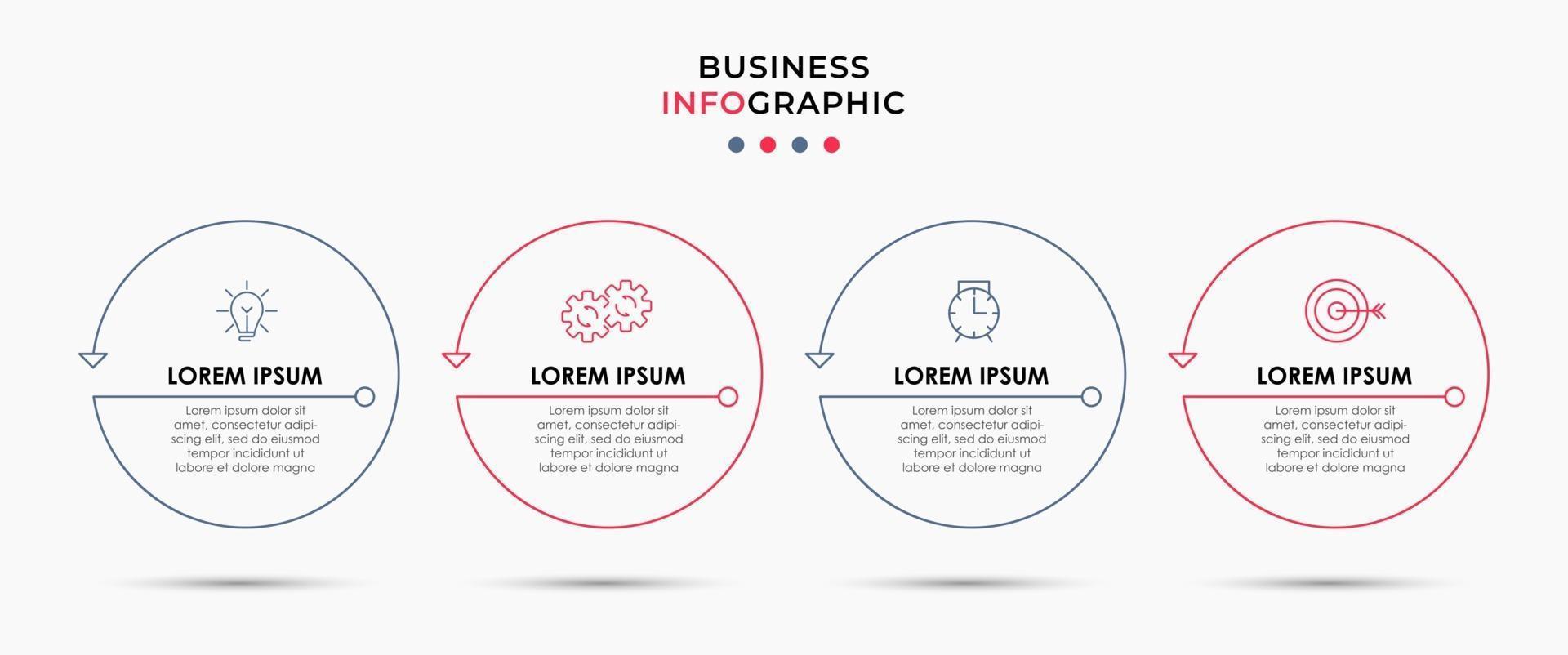 modèle de conception infographique avec icônes et 4 options ou étapes vecteur