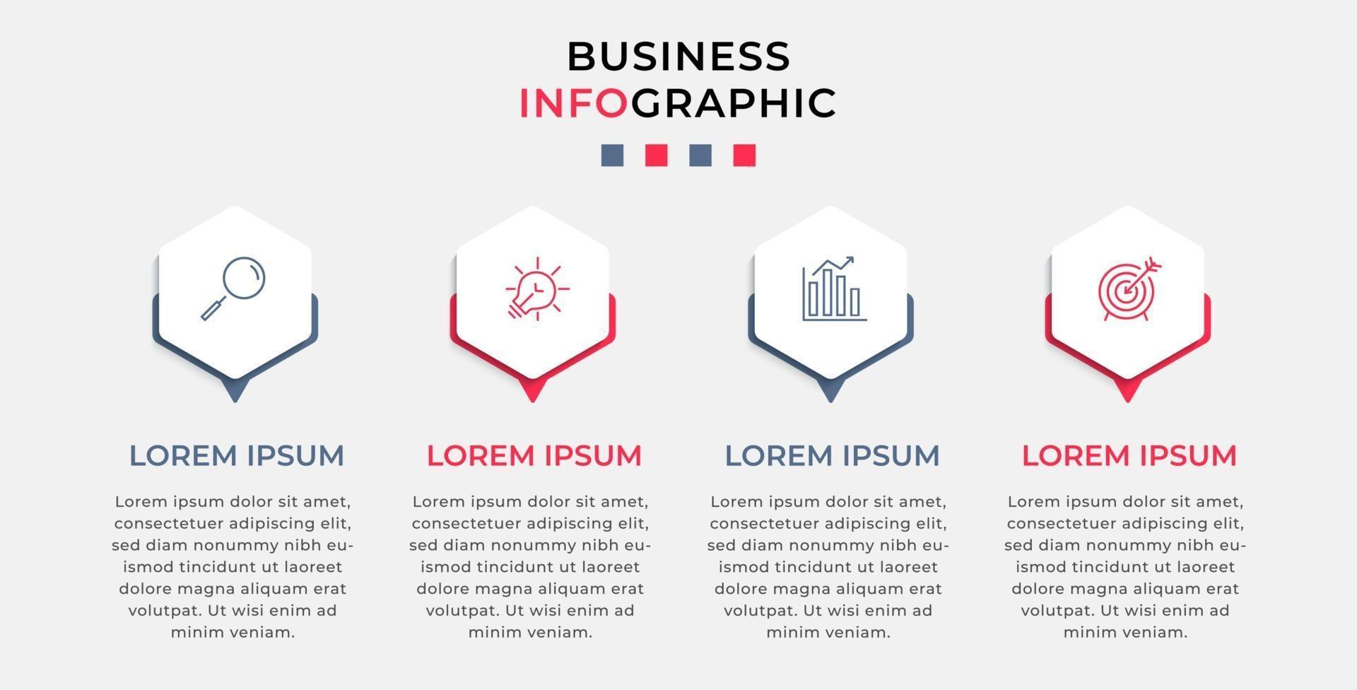 modèle de conception infographique avec icônes et 4 options ou étapes vecteur