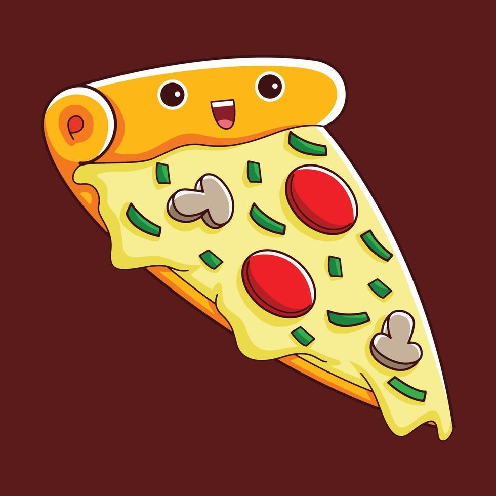 personnage de pizza mignon dans un style design plat vecteur