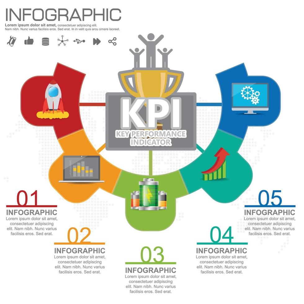 concept de kpi infographique avec des icônes marketing. vecteur