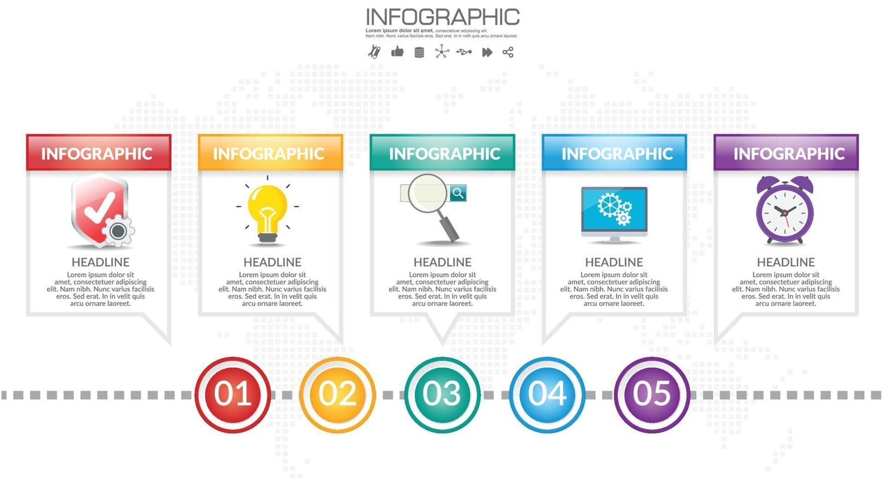 concept d'infographie seo avec cinq parties vecteur