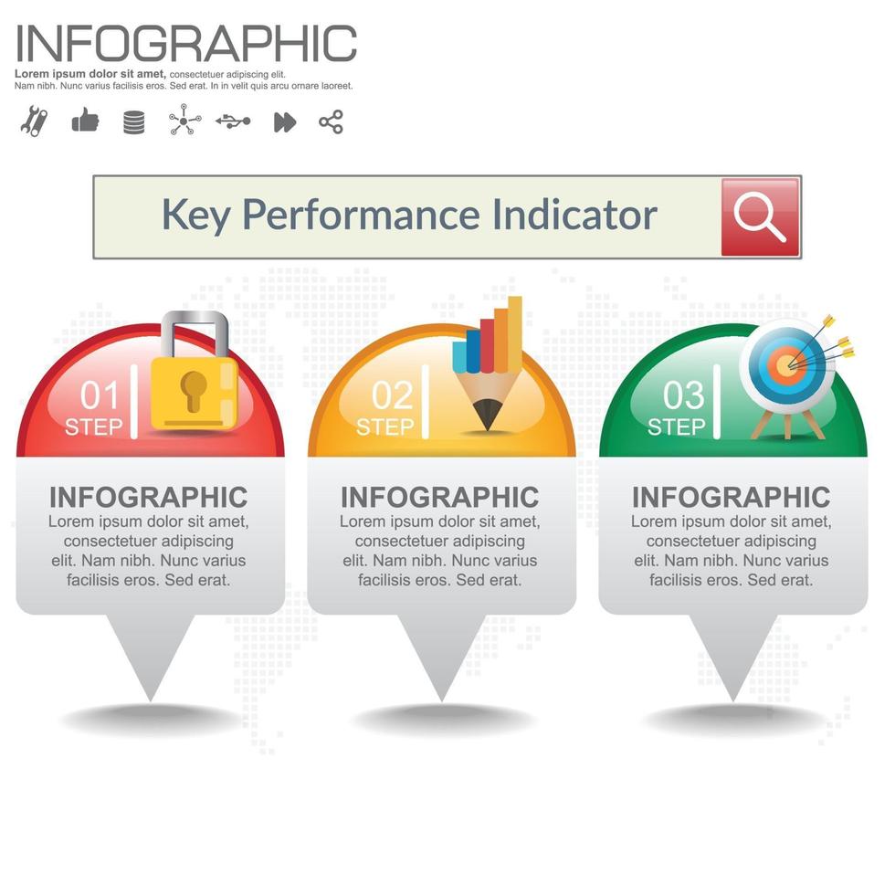 concept de kpi infographique avec des icônes marketing. vecteur