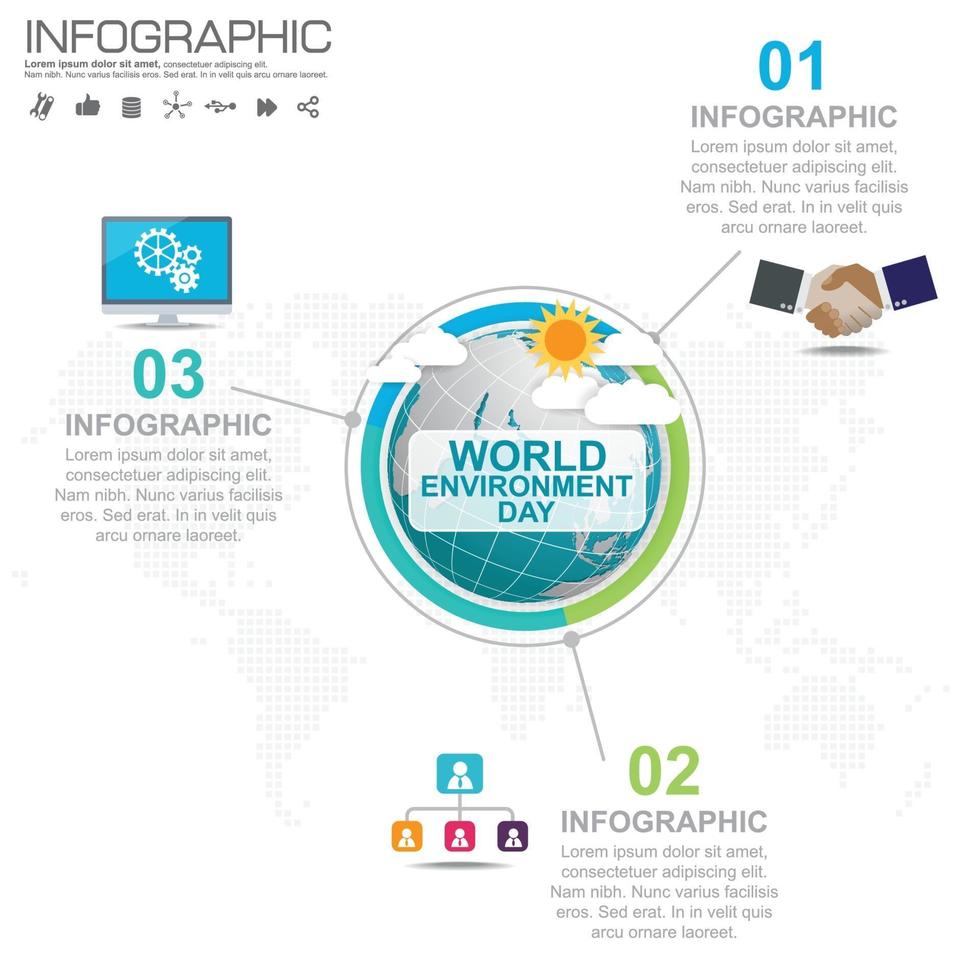 globe terrestre avec vecteur infographique. concept de la journée mondiale de l'environnement.