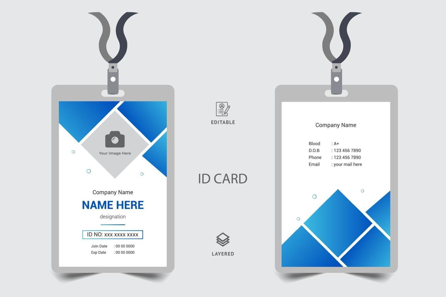 carte d'identité de bureau et badge de sécurité personnel, pass événement presse vecteur