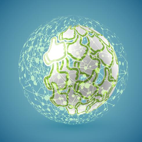 Bleu réaliste globe nuancé avec connexions, illustration vectorielle vecteur