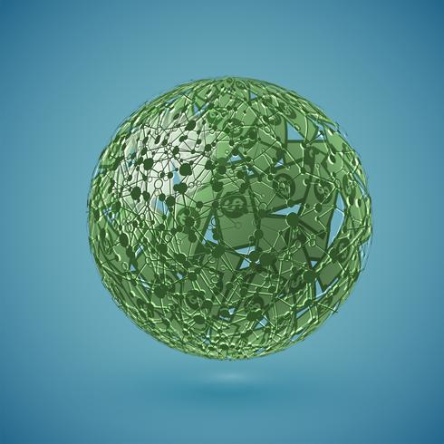 Globe vert en argent, illustration vectorielle vecteur