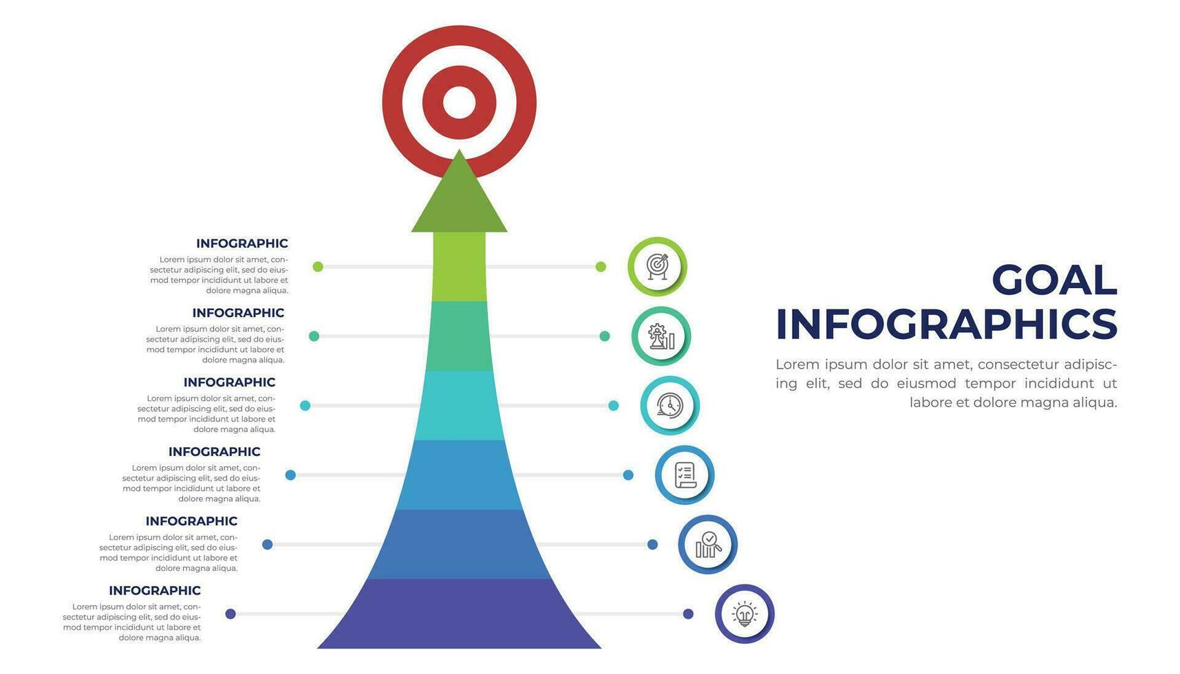 objectif infographie. La Flèche à cible. vecteur