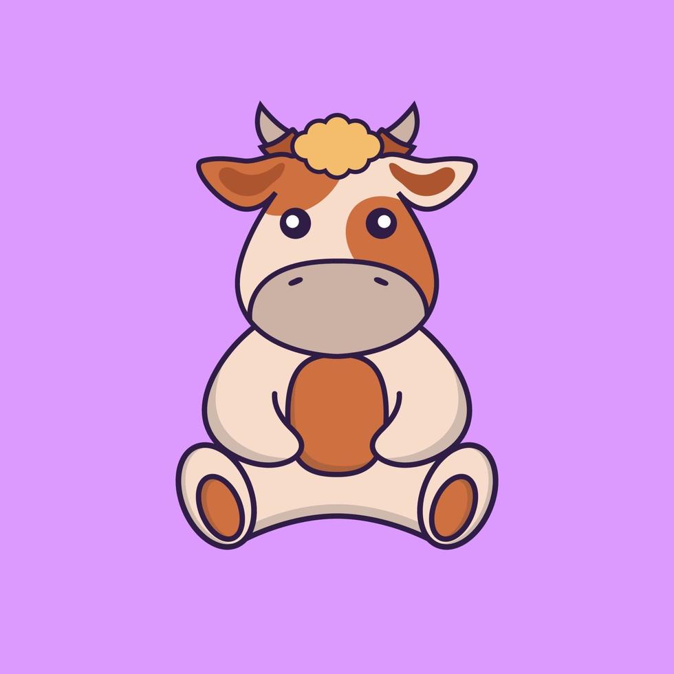 la vache mignonne est assise. vecteur