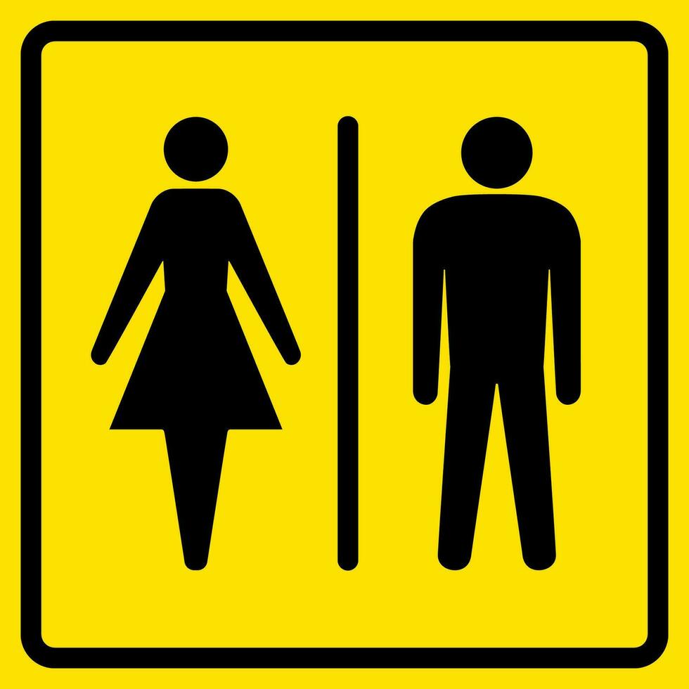 Publique toilette bloquer la désignation signe, emblème de l'eau placard avec silhouettes de homme et femme sur Jaune Contexte. vecteur