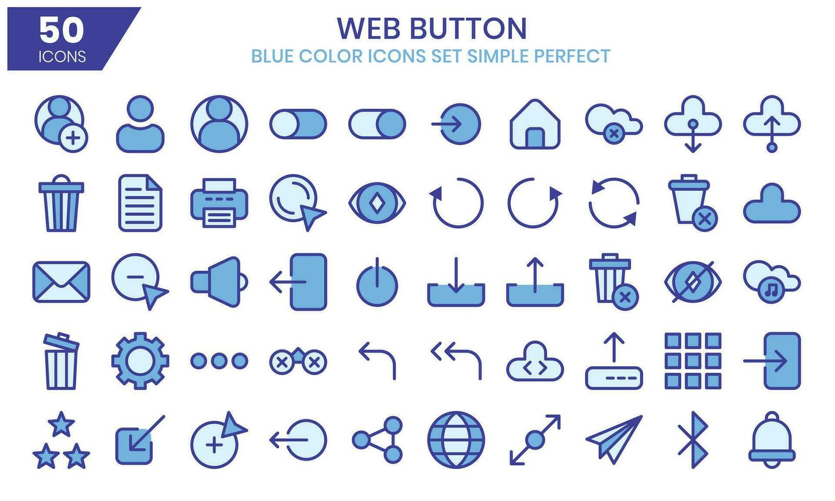 la toile bouton bleu coloré contour Icônes ensemble, divers collection. vecteur