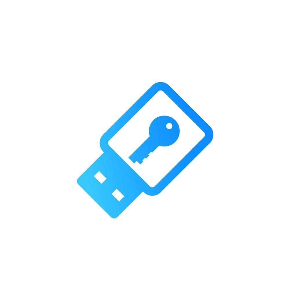 icône de clé de sécurité clé usb sur blanc vecteur