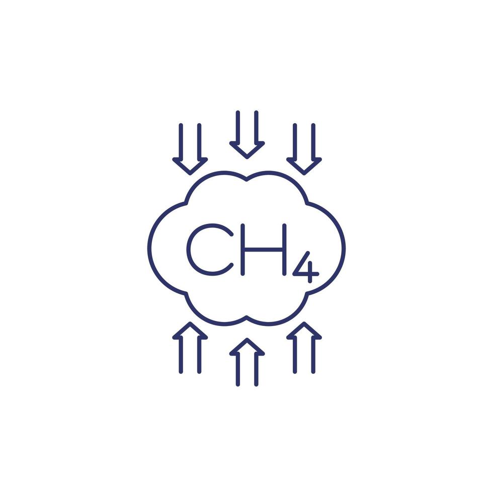 icône de ligne de réduction des émissions de méthane vecteur