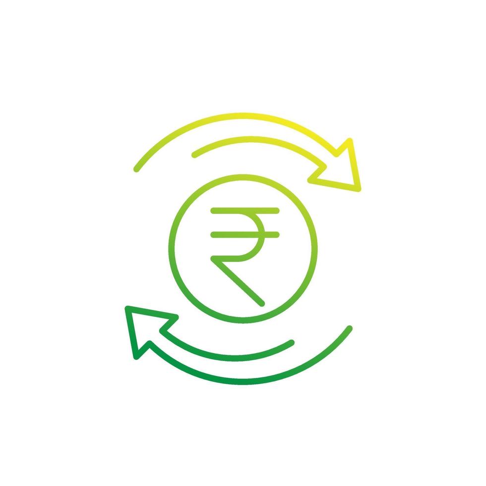 icône de ligne de cashback en roupie indienne vecteur