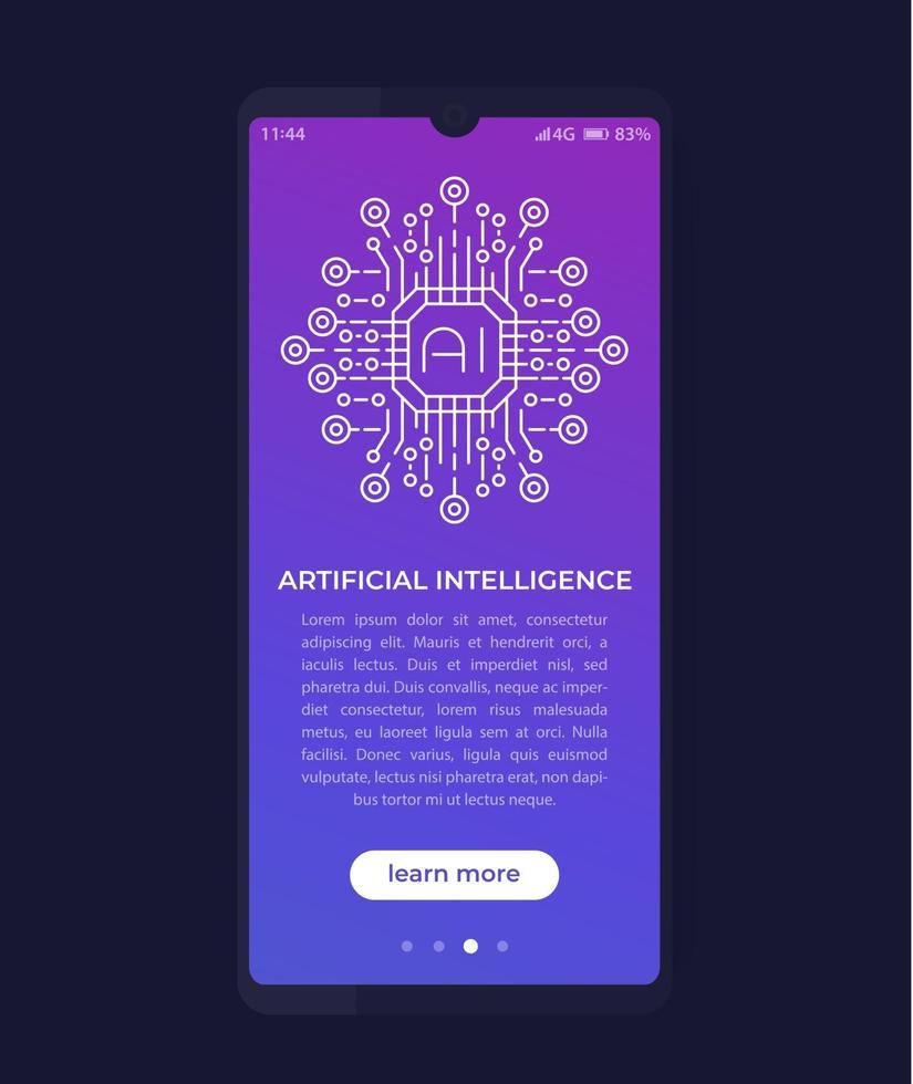 intelligence artificielle, IA dans l'application mobile, conception d'interface utilisateur vecteur