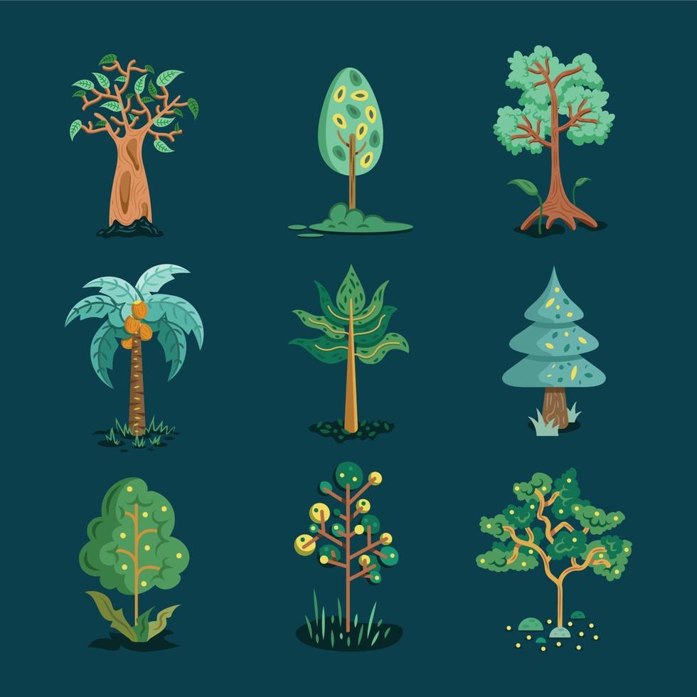 ensemble de modèles d'icônes d'arbre vecteur