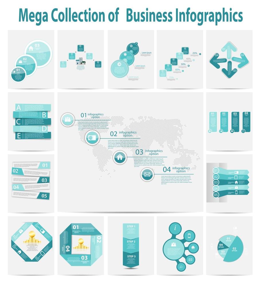 méga collection infographie modèle concept d'entreprise vecteur