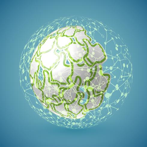 Bleu réaliste globe nuancé avec connexions, illustration vectorielle vecteur