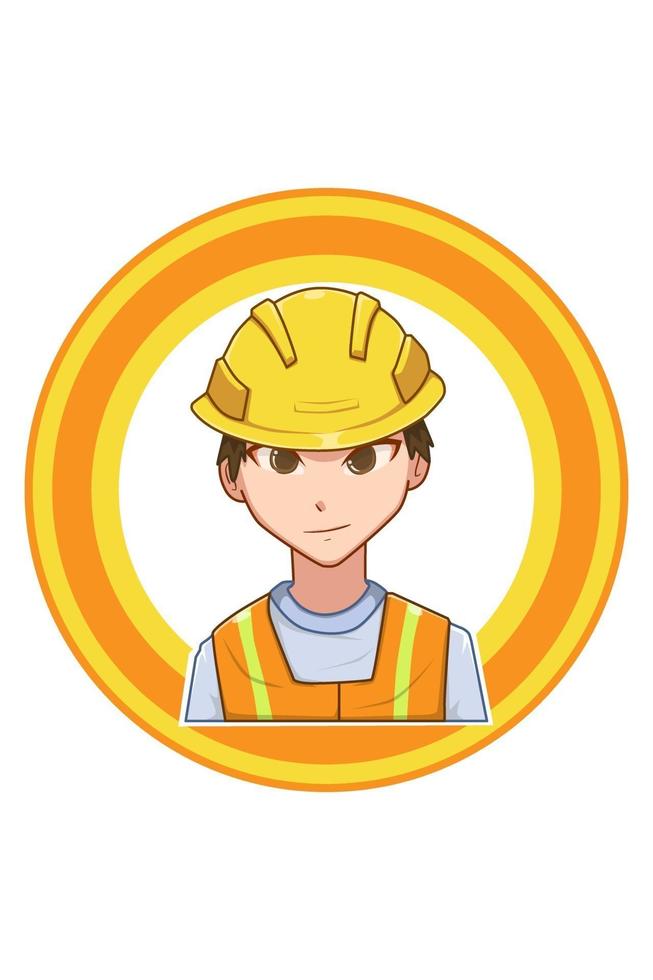 illustration de dessin animé homme de construction vecteur