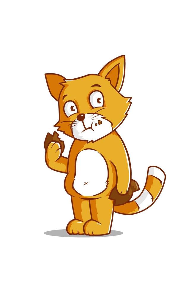 chat avec illustration de dessin animé de biscuit vecteur