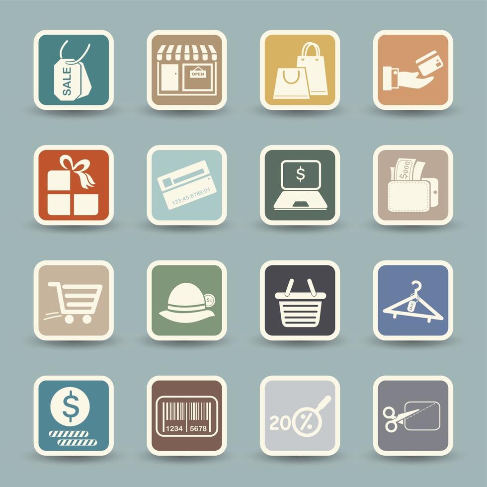 shopping icons set illustration vecteur