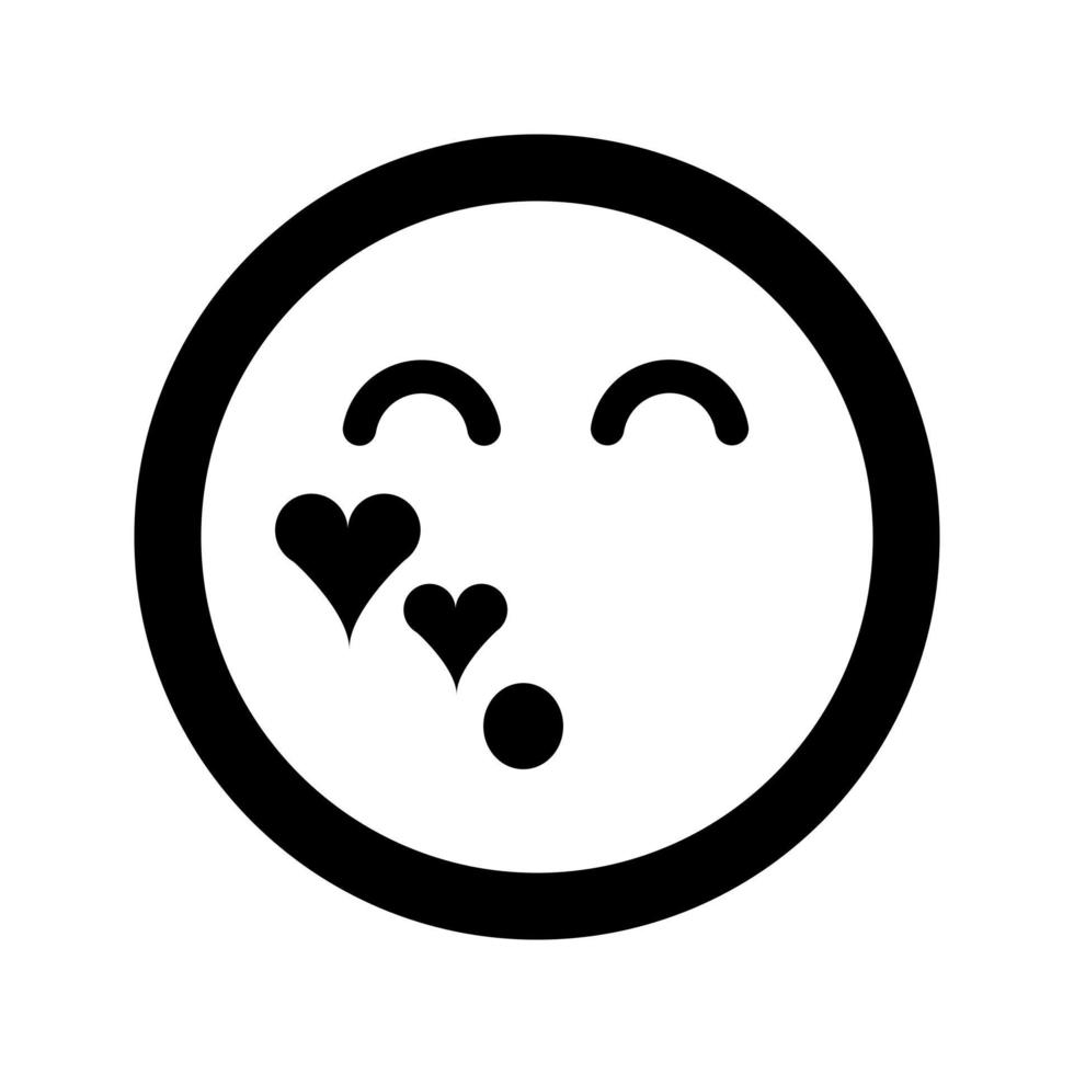 icône d'émoticône de visage de sourire d'amour et de baiser de dessin animé dans le style plat vecteur