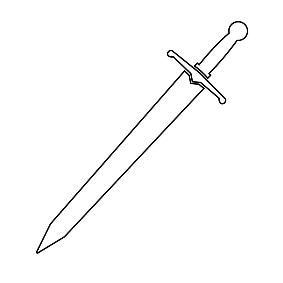 L'icône de l'épée de chevalier silhouette isolé sur fond blanc vecteur