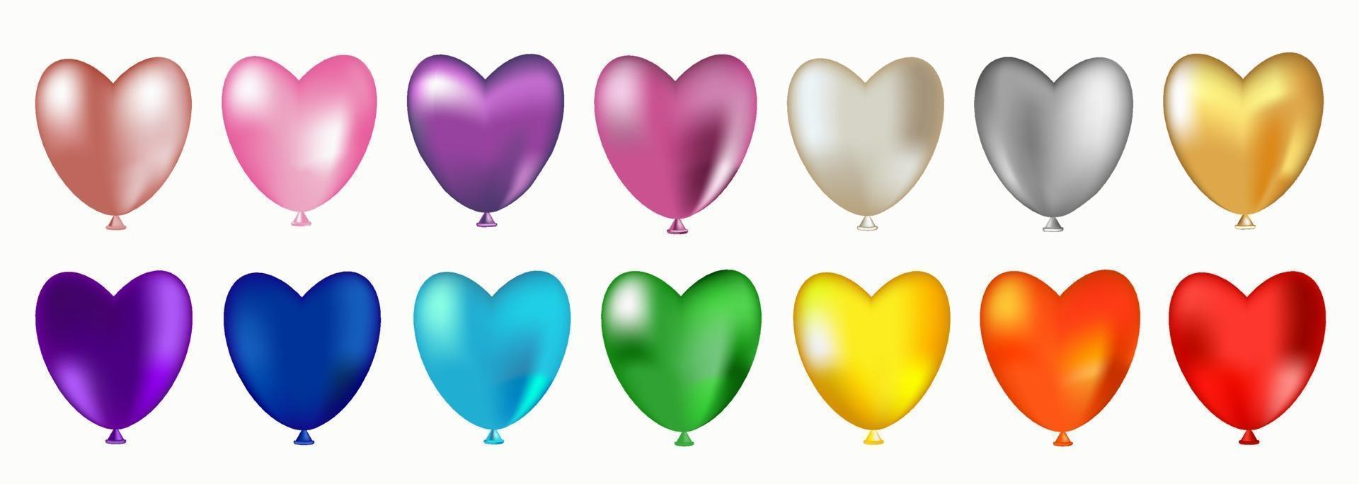 ensemble de ballons colorés en forme de coeur. vecteur