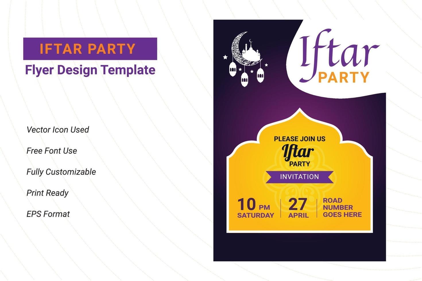 conception de flyer invitation fête ifter. dépliant du ramadan pour la fête d'ifter vecteur