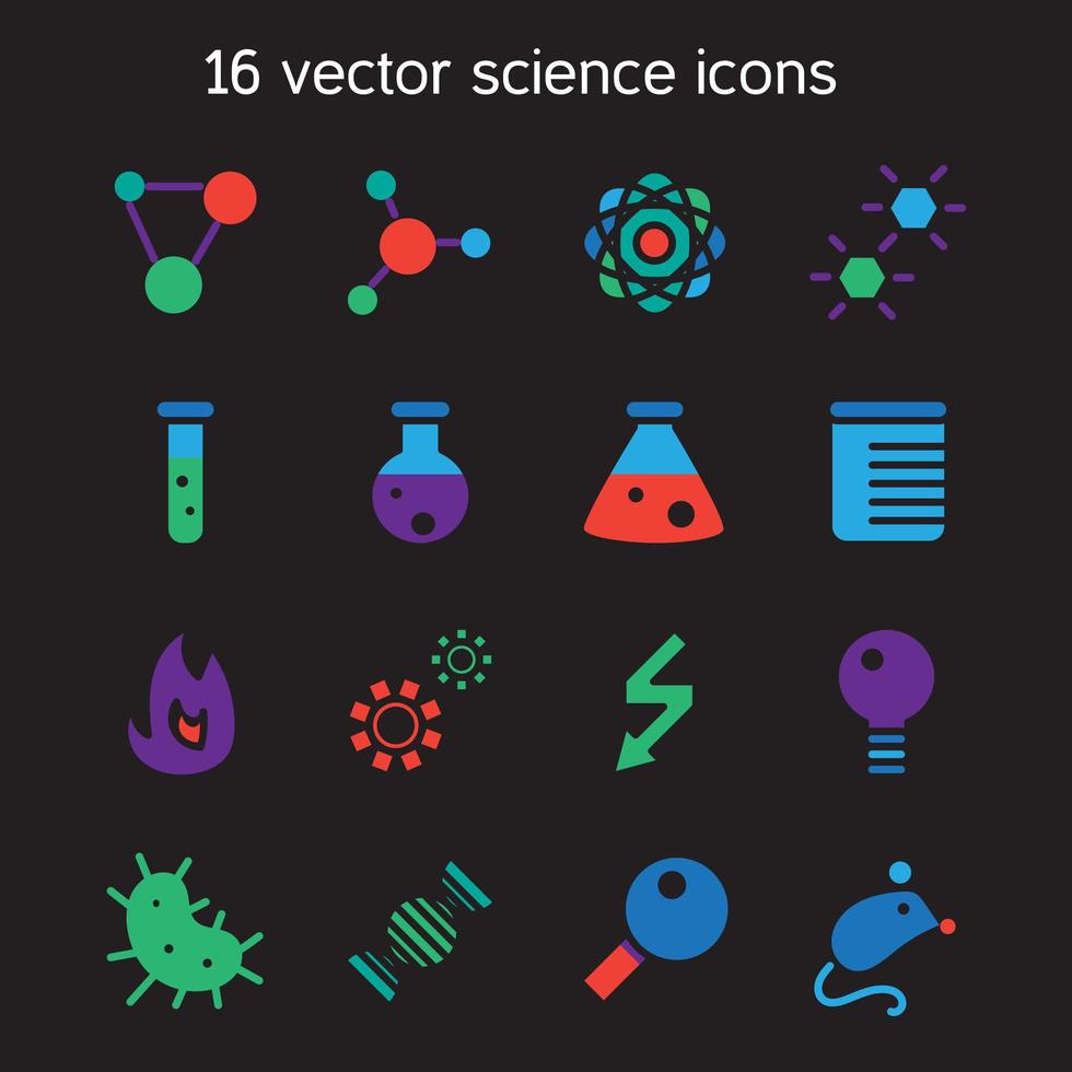 icônes de jeu de science vecteur