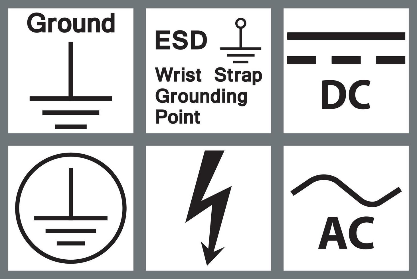 terre de protection, dc, signe de symbole d'alimentation de circuit ca vecteur