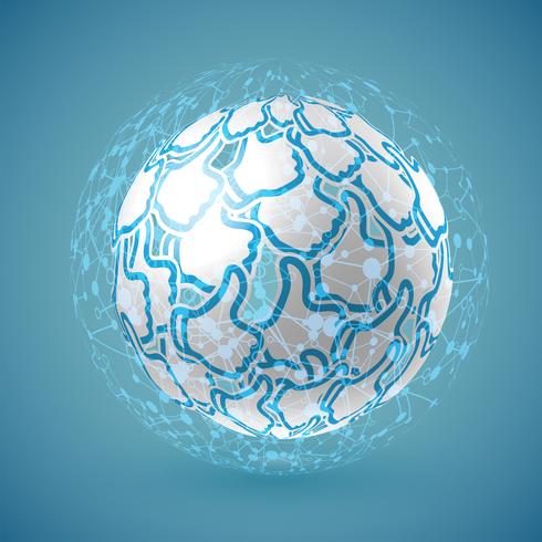 Bleu réaliste globe nuancé avec connexions, illustration vectorielle vecteur