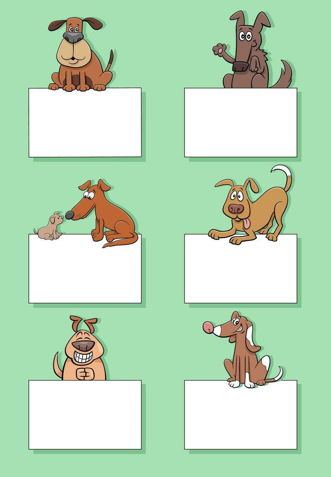 dessin animé chiens et chiots avec cartes conception ensemble vecteur