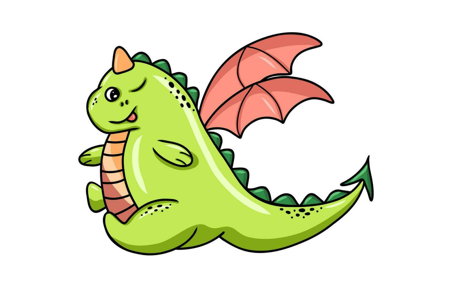 mignonne peu dessin animé vert dragon avec ailes. marrant souriant fantaisie personnage, Jeune amical mythique reptilien monstre isolé sur blanc Contexte. vecteur