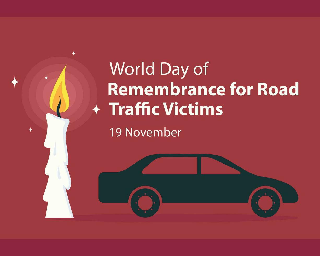 illustration vecteur graphique de le silhouette de le voiture est illuminé par brûlant bougies, parfait pour international jour, souvenir pour route, circulation victimes, célébrer, salutation carte, etc.