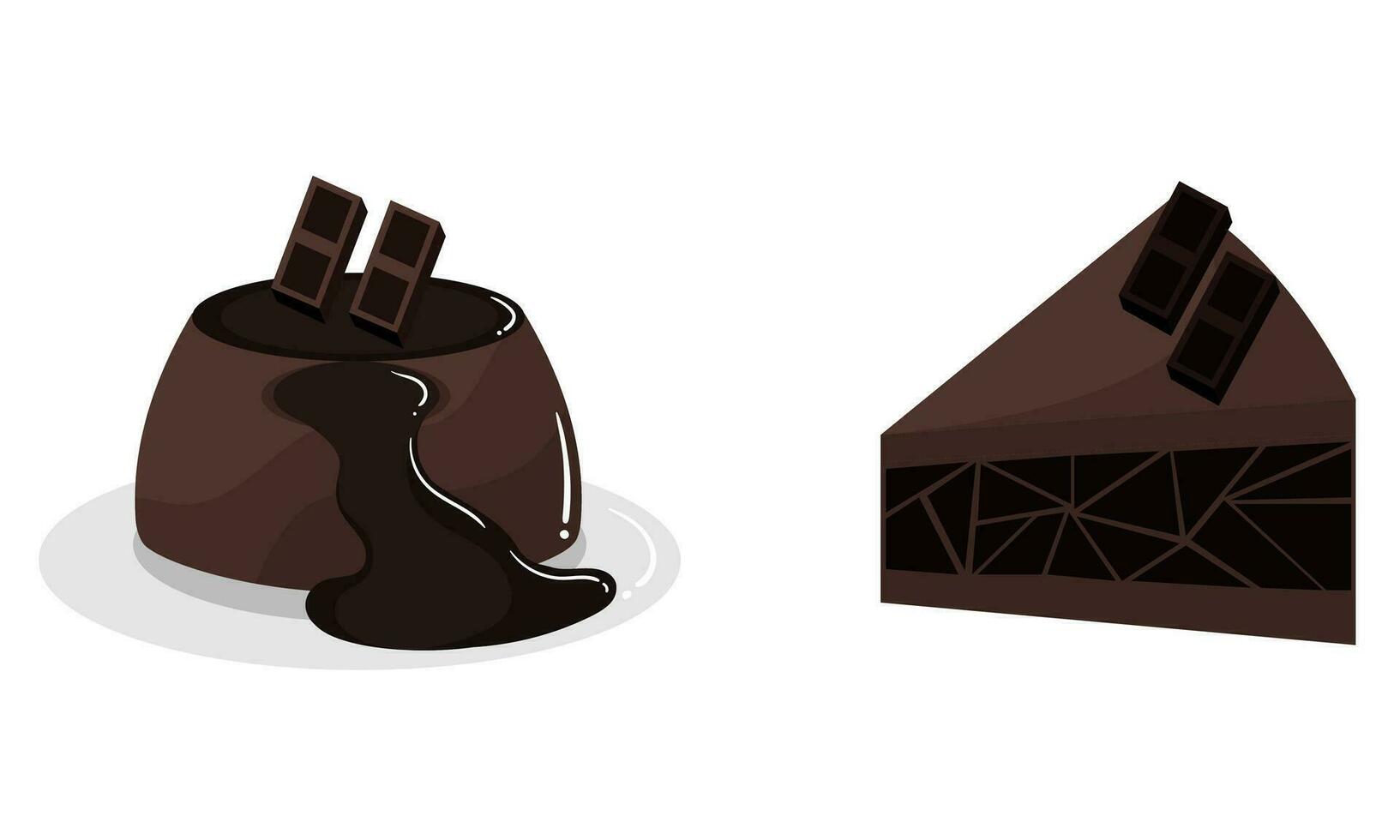 illustration de gâteau au chocolat et pudding vecteur