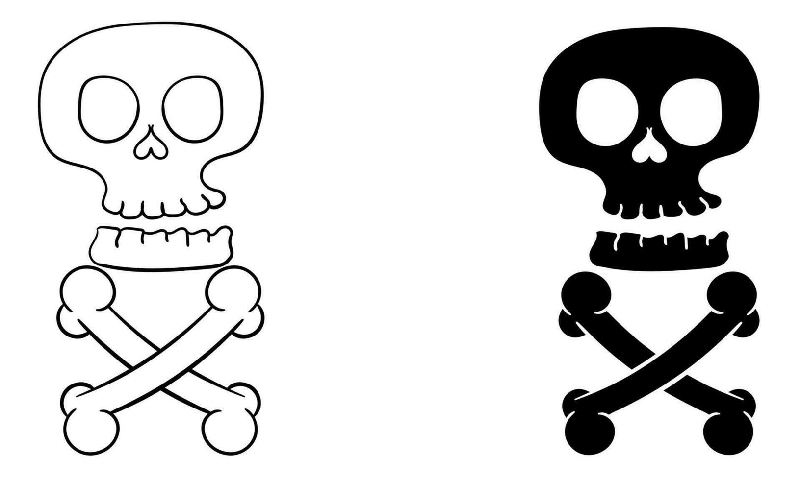 illustration de crâne avec 2 types de dessins vecteur